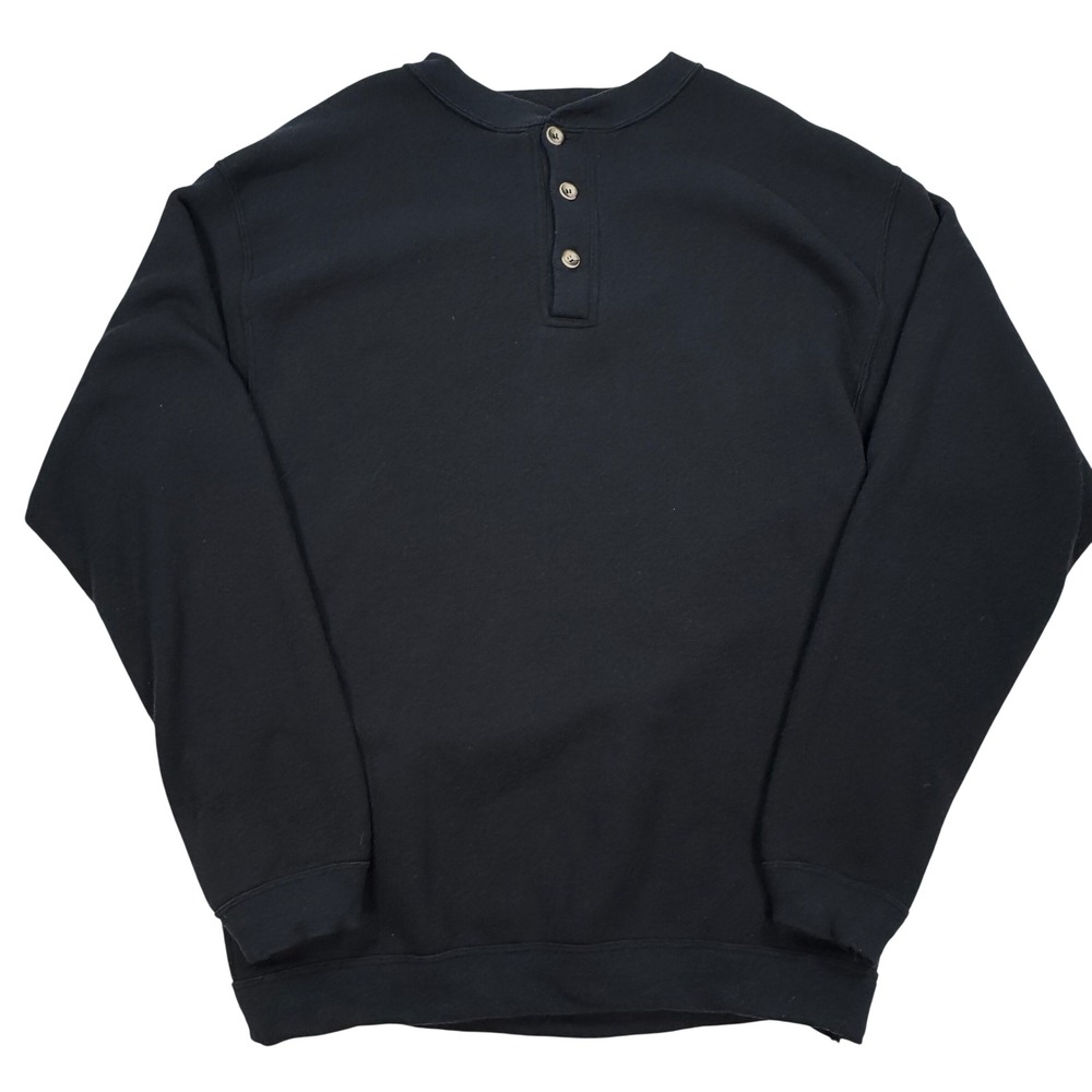 Discus Athletic Henley Sweatshirt Mens XL Black Long Sleeve 3 Button Pullover